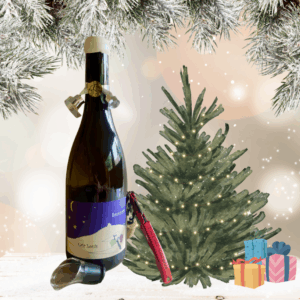 Kit de survie du sommelier composé d'une bouteille de Sancerre blanc, un tire-bouchon et un bec verseur