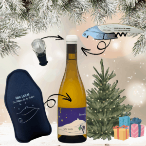 Coffret cadeau avec une bouteille de Sancerre blanc, un rafaîchisseur et un tire-bouchon prestige